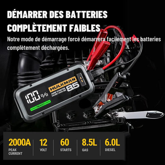 Démarreur d'urgence portable 4 en 1 avec compresseur d'air Pro 🎁